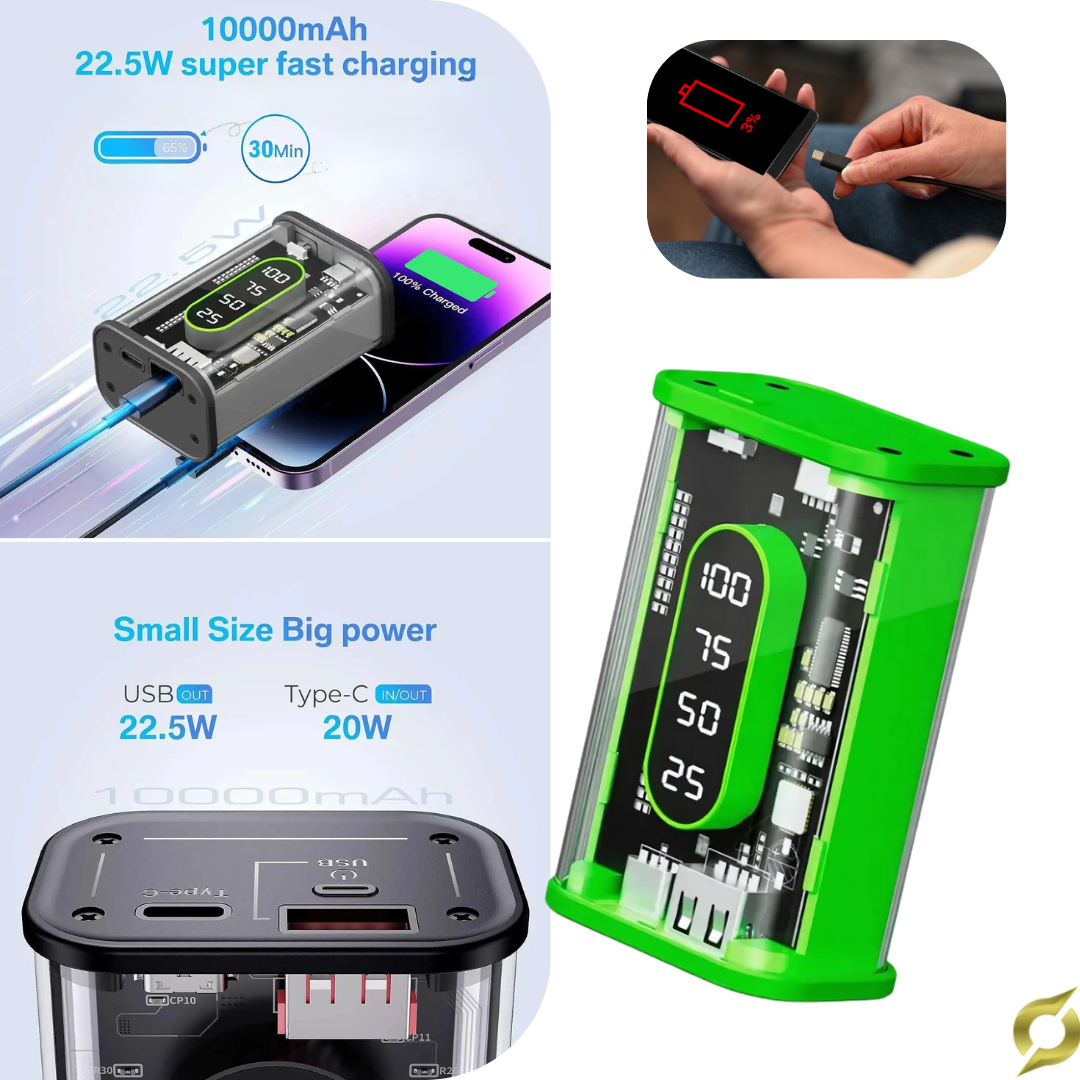 Mini przezroczysty Power Bank 10000mAh